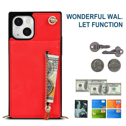 For iPhone 13 mini Cross-body Zipper Square Phone Case with Holder (Red) - iPhone 13 mini Cases by buy2fix | Online Shopping UK | buy2fix