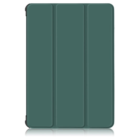 For Samsung Galaxy Tab S7 FE 12.4 Solid Color TPU Horizontal Flip Tablet Leather Case with 3-Fold Holder & Sleep / Wake-up Function(Dark Green) by buy2fix