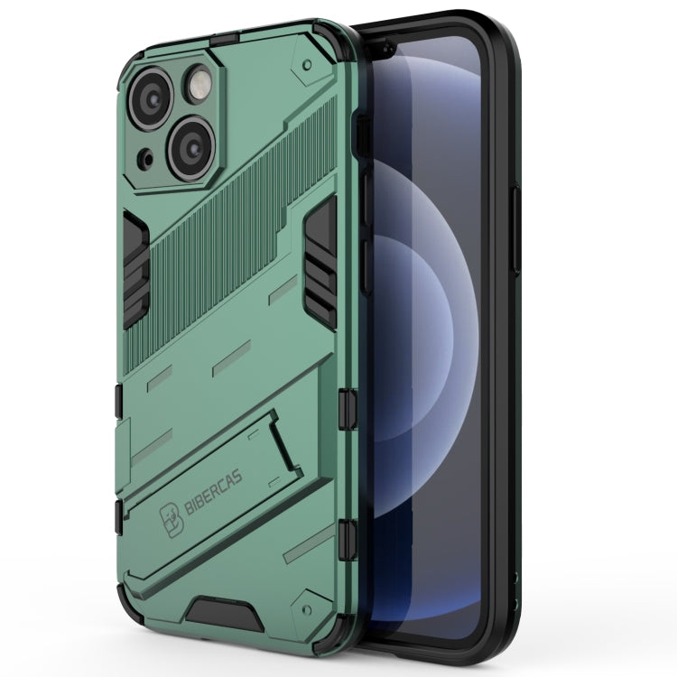 For iPhone 13 mini Punk Armor 2 in 1 PC + TPU Phone Case with Invisible Holder (Green) by buy2fix