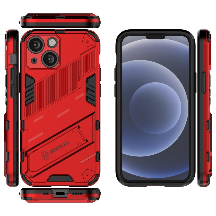 For iPhone 13 Punk Armor 2 in 1 PC + TPU Phone Case with Invisible Holder(Red) by buy2fix