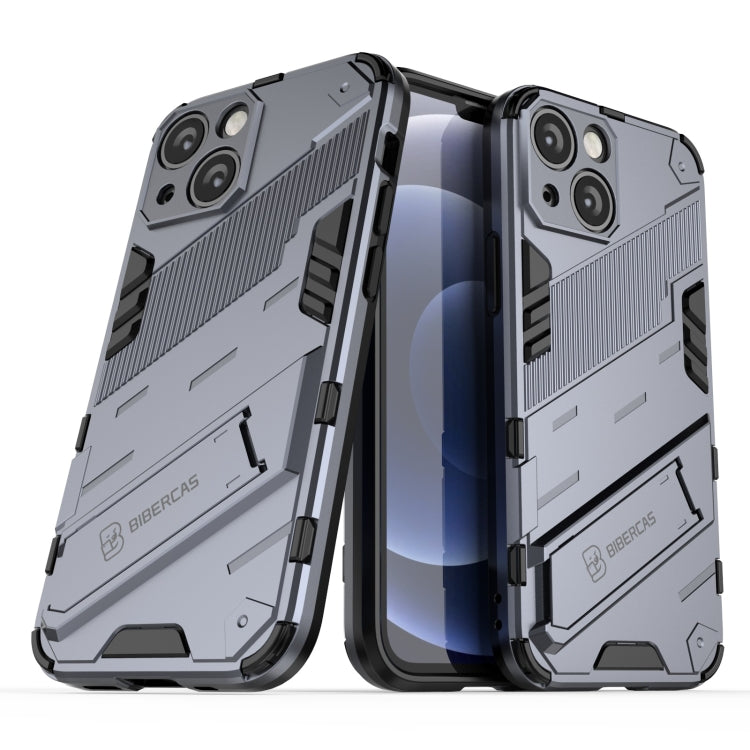 For iPhone 13 Punk Armor 2 in 1 PC + TPU Phone Case with Invisible Holder(Grey) by buy2fix