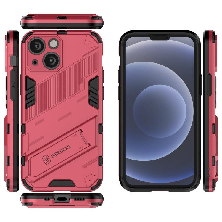For iPhone 13 Punk Armor 2 in 1 PC + TPU Phone Case with Invisible Holder(Light Red) by buy2fix