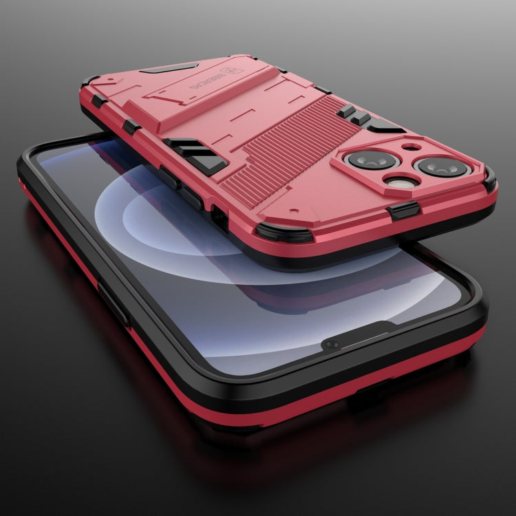 For iPhone 13 Punk Armor 2 in 1 PC + TPU Phone Case with Invisible Holder(Light Red) by buy2fix