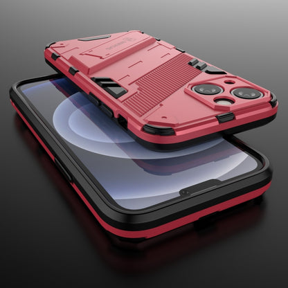 For iPhone 13 Punk Armor 2 in 1 PC + TPU Phone Case with Invisible Holder(Light Red) by buy2fix