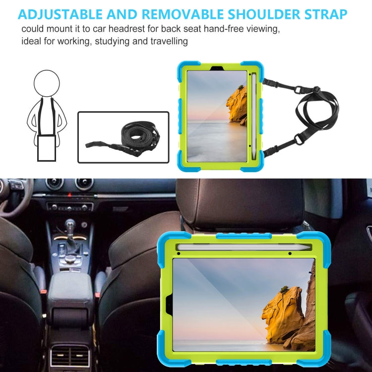 For iPad mini 2024 / mini 6 Silicone + PC Tablet Case with Strap & Holder & Pen Slot(Blue + Green) - iPad mini 6 Cases by buy2fix | Online Shopping UK | buy2fix
