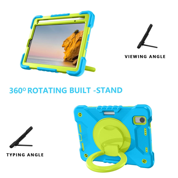 For iPad mini 2024 / mini 6 Silicone + PC Tablet Case with Strap & Holder & Pen Slot(Blue + Green) - iPad mini 6 Cases by buy2fix | Online Shopping UK | buy2fix