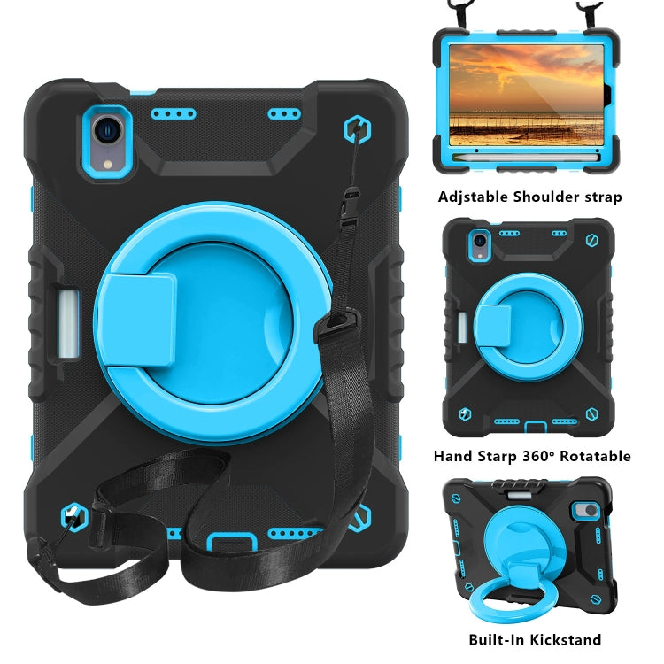 For iPad mini 2024 / mini 6 Silicone + PC Tablet Case with Strap & Holder & Pen Slot(Black + Blue) - iPad mini 6 Cases by buy2fix | Online Shopping UK | buy2fix