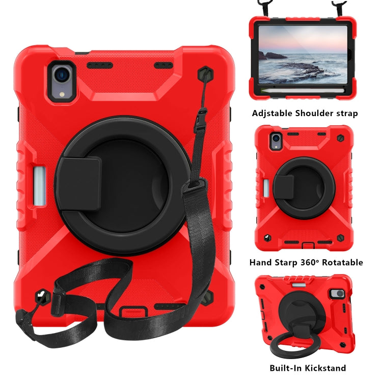 For iPad mini 2024 / mini 6 Silicone + PC Tablet Case with Strap & Holder & Pen Slot(Red + Black) - iPad mini 6 Cases by buy2fix | Online Shopping UK | buy2fix