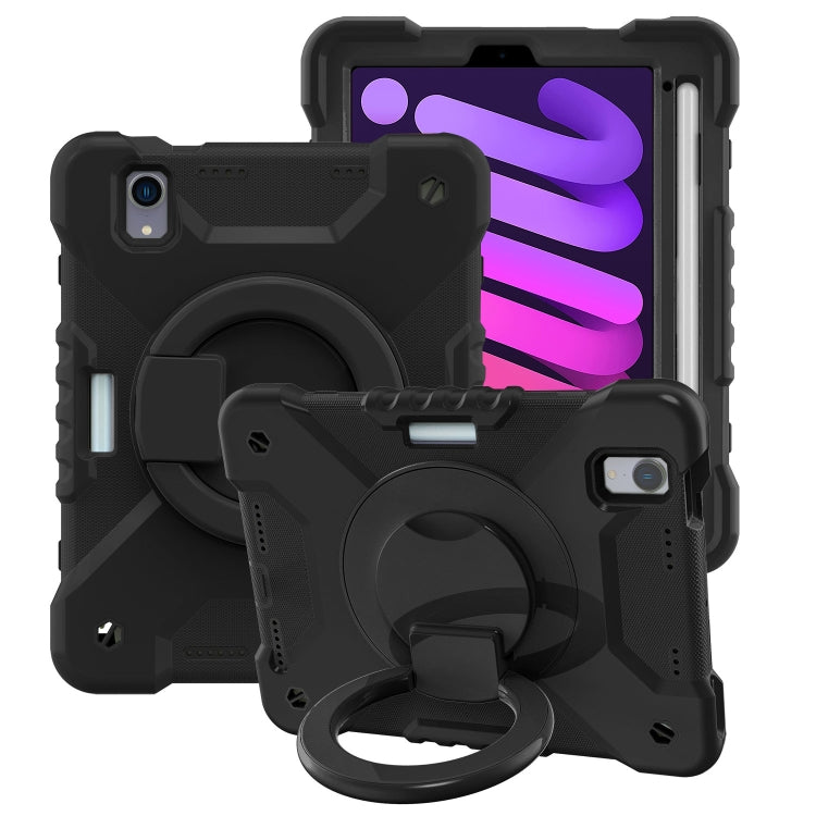 For iPad mini 2024 / mini 6 Silicone + PC Tablet Case with Strap & Holder & Pen Slot(Black) - iPad mini 6 Cases by buy2fix | Online Shopping UK | buy2fix