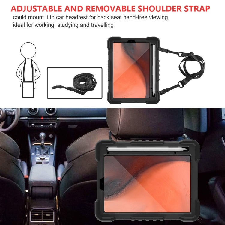 For iPad mini 2024 / mini 6 Silicone + PC Tablet Case with Strap & Holder & Pen Slot(Black) - iPad mini 6 Cases by buy2fix | Online Shopping UK | buy2fix