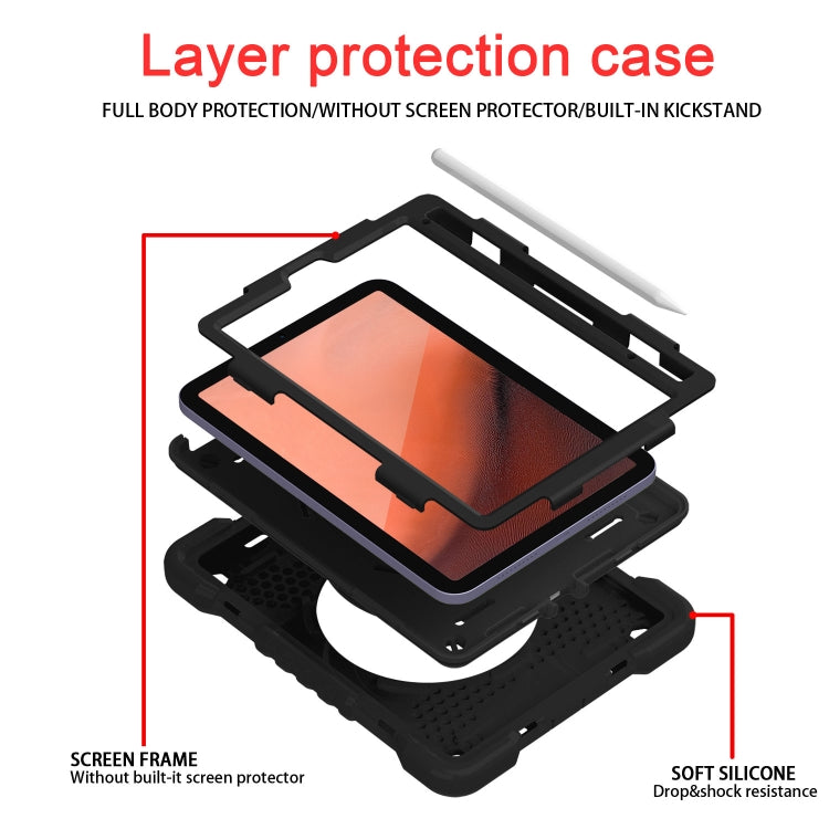 For iPad mini 2024 / mini 6 Silicone + PC Tablet Case with Strap & Holder & Pen Slot(Black) - iPad mini 6 Cases by buy2fix | Online Shopping UK | buy2fix
