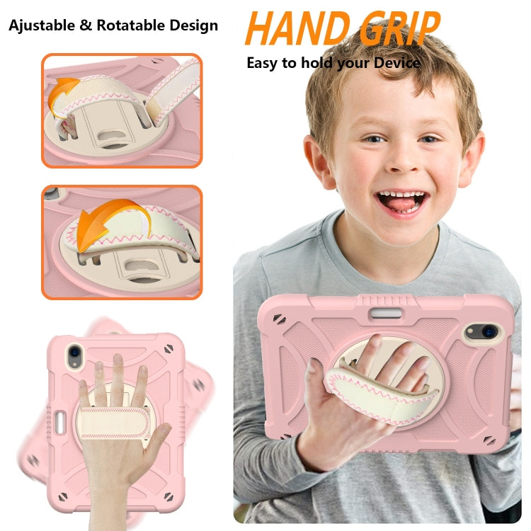 For iPad mini 6 / mini 2024 PC Hybrid Silicone Tablet Case with Holder & Hand Strap & Shoulder Strap(Rose Gold) - iPad mini 6 Cases by buy2fix | Online Shopping UK | buy2fix