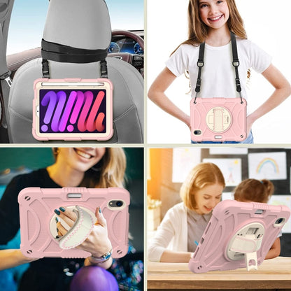 For iPad mini 6 / mini 2024 PC Hybrid Silicone Tablet Case with Holder & Hand Strap & Shoulder Strap(Rose Gold) - iPad mini 6 Cases by buy2fix | Online Shopping UK | buy2fix