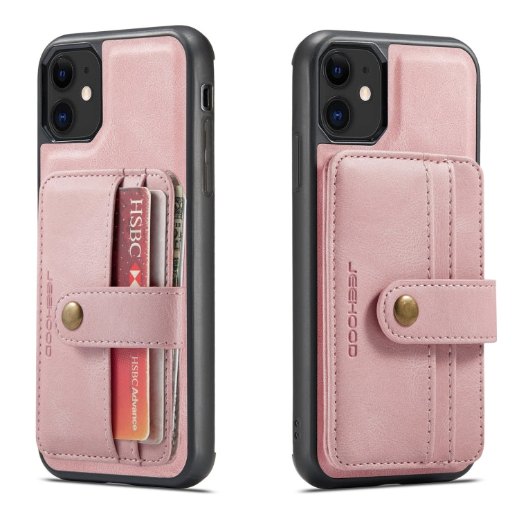 For iPhone 11 JEEHOOD RFID Blocking Anti-Theft Wallet Phone Case (Pink) - iPhone 11 Cases by JEEHOOD | Online Shopping UK | buy2fix