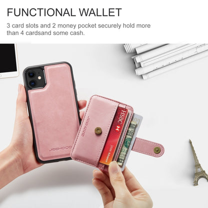 For iPhone 11 JEEHOOD RFID Blocking Anti-Theft Wallet Phone Case (Pink) - iPhone 11 Cases by JEEHOOD | Online Shopping UK | buy2fix