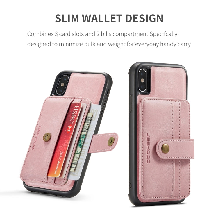 For iPhone XR JEEHOOD RFID Blocking Anti-Theft Wallet Phone Case(Pink) - iPhone 12 / 12 Pro Cases by JEEHOOD | Online Shopping UK | buy2fix
