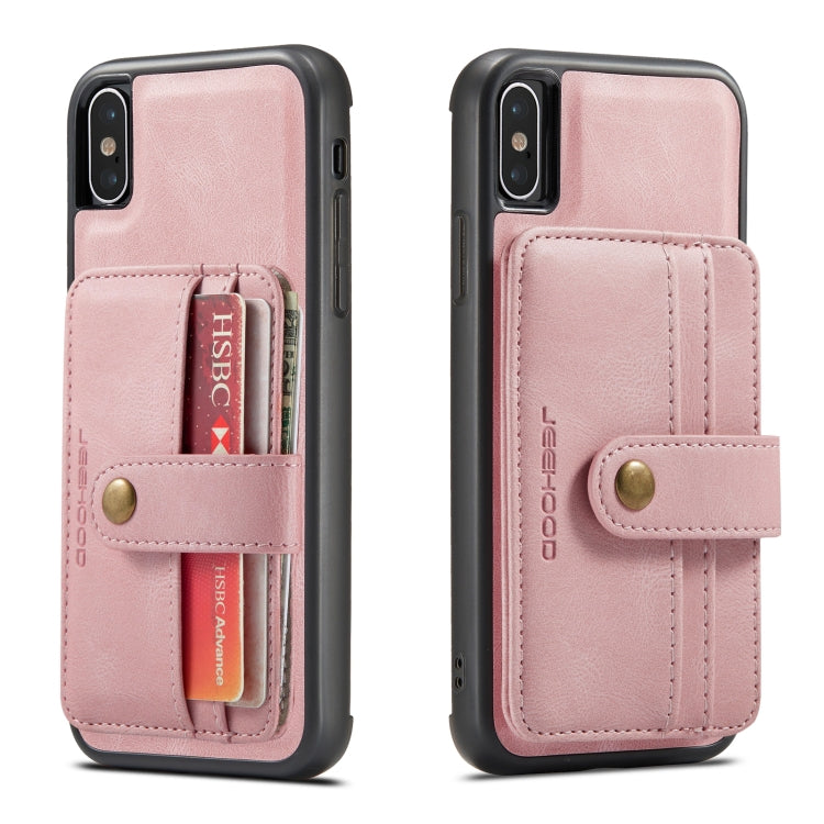 For iPhone XS Max JEEHOOD RFID Blocking Anti-Theft Wallet Phone Case(Pink) - More iPhone Cases by JEEHOOD | Online Shopping UK | buy2fix