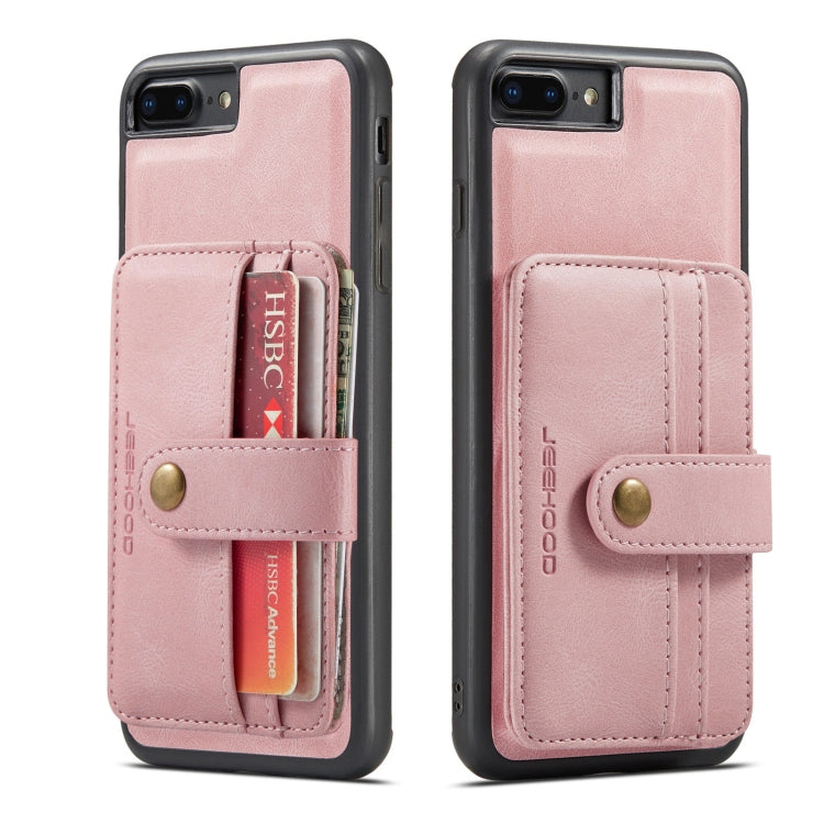 JEEHOOD RFID Blocking Anti-Theft Wallet Phone Case For iPhone 7 Plus / 8 Plus(Pink) - More iPhone Cases by JEEHOOD | Online Shopping UK | buy2fix