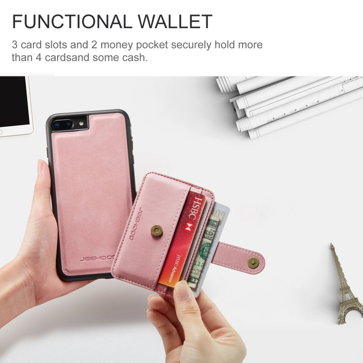 JEEHOOD RFID Blocking Anti-Theft Wallet Phone Case For iPhone 7 Plus / 8 Plus(Pink) - More iPhone Cases by JEEHOOD | Online Shopping UK | buy2fix