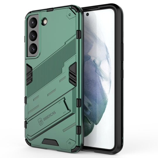 For Samsung Galaxy S22 5G Punk Armor 2 in 1 PC + TPU Shockproof Phone Case with Invisible Holder(Green)