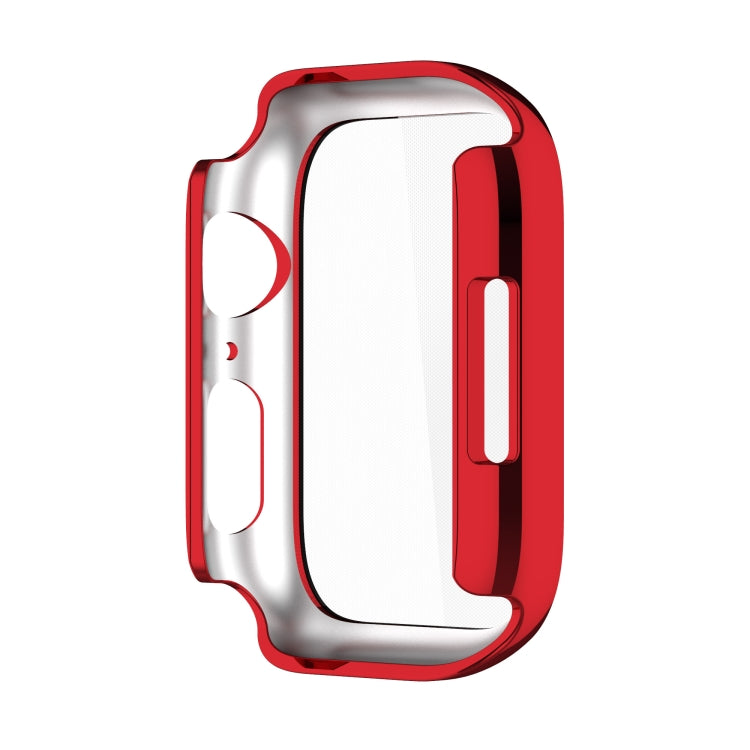 Electroplating Shockproof PC Protective Case with Tempered Glass Film For Apple Watch Series 9 / 8 / 7 41mm(Red) by buy2fix