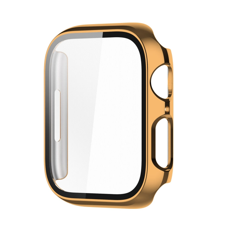 Electroplating Shockproof PC Protective Case with Tempered Glass Film For Apple Watch Series 9 / 8 / 7 41mm(Gold) - Watch Cases by buy2fix | Online Shopping UK | buy2fix