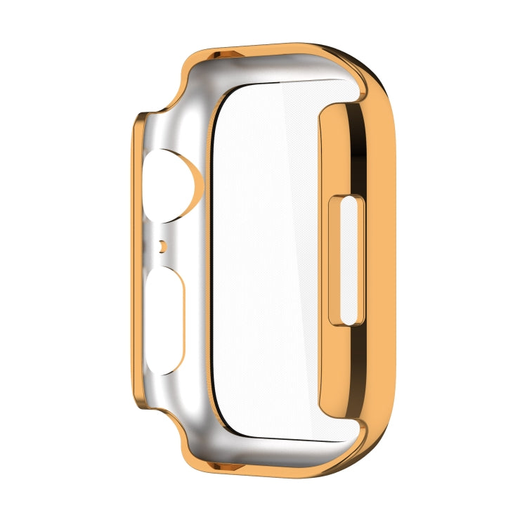 Electroplating Shockproof PC Protective Case with Tempered Glass Film For Apple Watch Series 9 / 8 / 7 41mm(Gold) - Watch Cases by buy2fix | Online Shopping UK | buy2fix