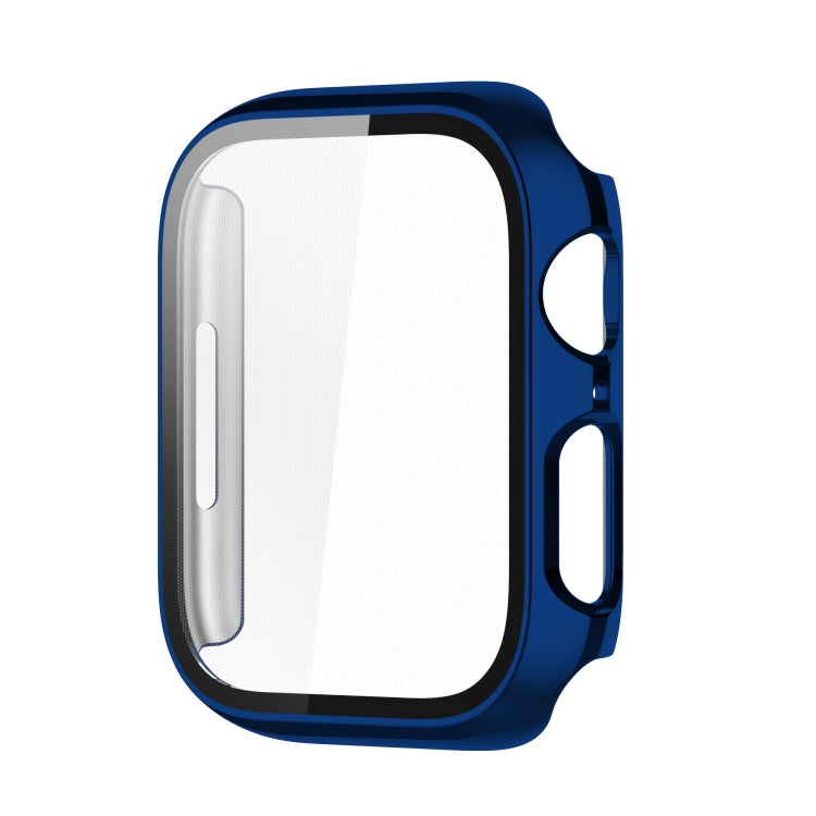 Electroplating Shockproof PC Protective Case with Tempered Glass Film For Apple Watch Series 9 / 8 / 7 41mm(Starry Blue) - Watch Cases by buy2fix | Online Shopping UK | buy2fix