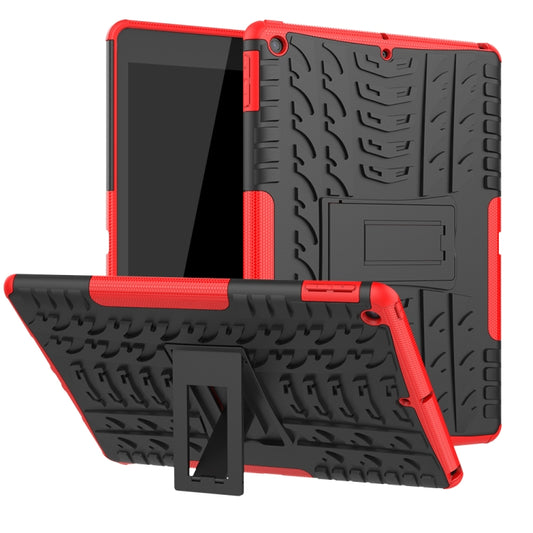 For iPad 10.2 2021 / 2020 / 2019 Tire Texture TPU + PC Shockproof Case with Holder(Red) - iPad 10.2 Cases by buy2fix | Online Shopping UK | buy2fix