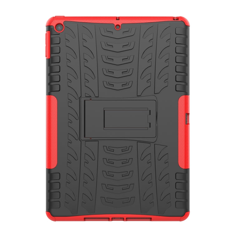 For iPad 10.2 2021 / 2020 / 2019 Tire Texture TPU + PC Shockproof Case with Holder(Red) - iPad 10.2 Cases by buy2fix | Online Shopping UK | buy2fix