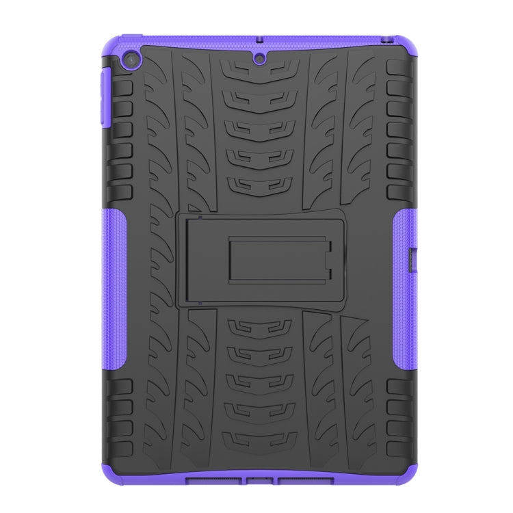 For iPad 10.2 2021 / 2020 / 2019 Tire Texture TPU + PC Shockproof Case with Holder(Purple) - iPad 10.2 Cases by buy2fix | Online Shopping UK | buy2fix