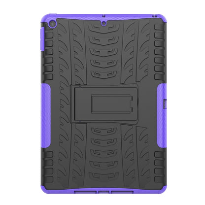 For iPad 10.2 2021 / 2020 / 2019 Tire Texture TPU + PC Shockproof Case with Holder(Purple) - iPad 10.2 Cases by buy2fix | Online Shopping UK | buy2fix