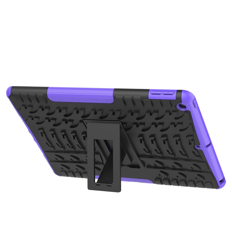 For iPad 10.2 2021 / 2020 / 2019 Tire Texture TPU + PC Shockproof Case with Holder(Purple) - iPad 10.2 Cases by buy2fix | Online Shopping UK | buy2fix