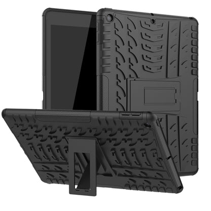For iPad 10.2 2021 / 2020 / 2019 Tire Texture TPU + PC Shockproof Case with Holder(Black) - iPad 10.2 Cases by buy2fix | Online Shopping UK | buy2fix