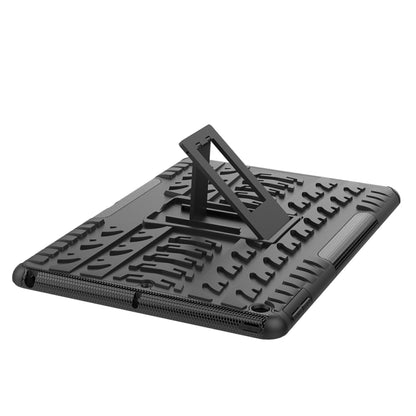 For iPad 10.2 2021 / 2020 / 2019 Tire Texture TPU + PC Shockproof Case with Holder(Black) - iPad 10.2 Cases by buy2fix | Online Shopping UK | buy2fix