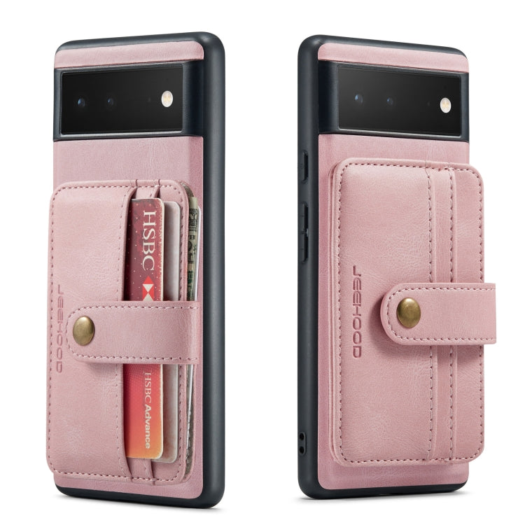 For Google Pixel 6 JEEHOOD RFID Blocking Anti-Theft Wallet Phone Case(Pink) - Google Cases by JEEHOOD | Online Shopping UK | buy2fix