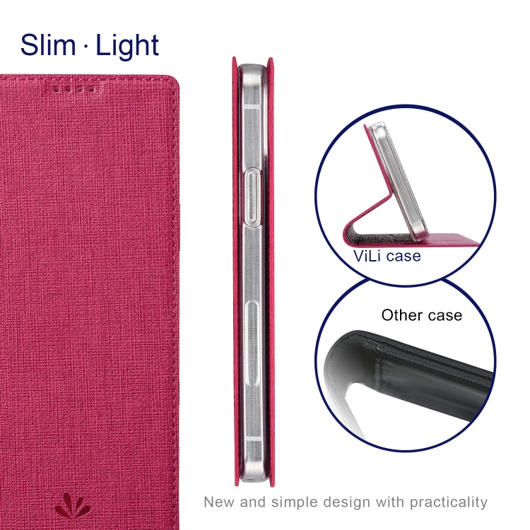 For OnePlus Nord CE 5G ViLi DMX Series Magnetic Attraction Leather Phone Case(Rose Red) - OnePlus Cases by ViLi | Online Shopping UK | buy2fix