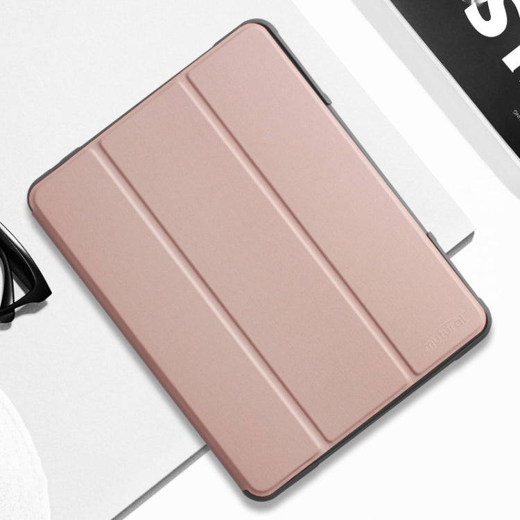 For iPad 10.2 Mutural Horizontal Flip PC + TPU + PU Leather Case with Holder & Pen Slot(Rose Gold) by Mutural