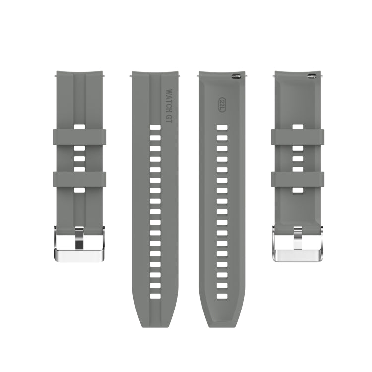 For Huawei Watch GT 3 46mm/GT 22mm Runner Silicone Silver Buckle Watch Band(Grey) - Watch Bands by buy2fix | Online Shopping UK | buy2fix