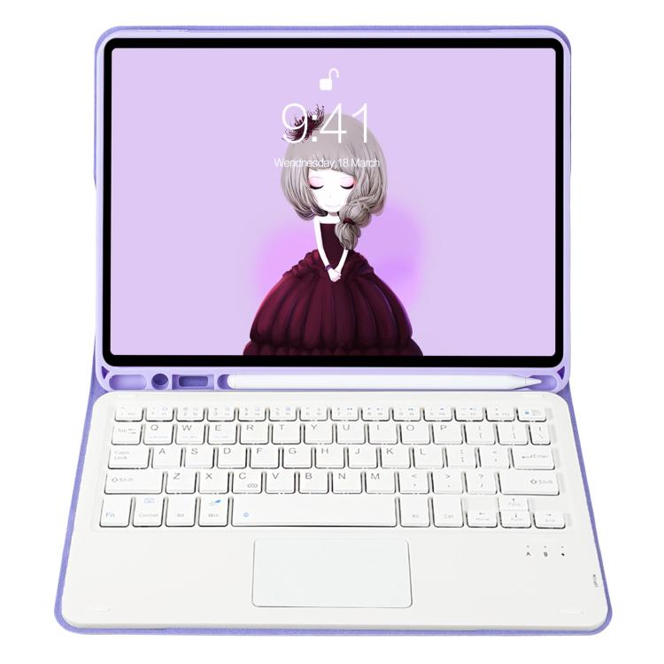 A102B-A Lambskin Texture Square Keycap Bluetooth Keyboard Leather Case with Touch Control For iPad Pro 10.5 inch / 10.2 2021 & 2020 & 2019 / Air 3(Lilac) - Universal by buy2fix | Online Shopping UK | buy2fix