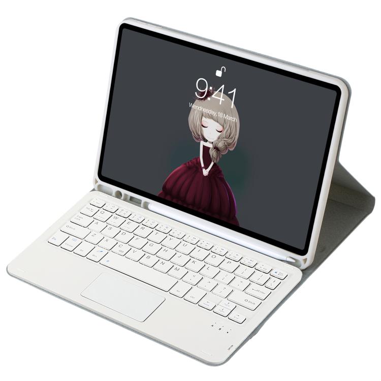 A11B-A Lambskin Texture Square Keycap Bluetooth Keyboard Leather Case with Touch Control For iPad Air 5 / 4 2020 10.9 / Pro 11 inch 2021 & 2020 & 2018(Grey) - Universal by buy2fix | Online Shopping UK | buy2fix