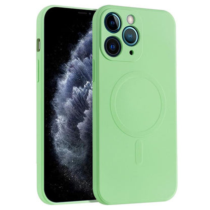 For iPhone 11 Pro Max Liquid Silicone Full Coverage Magsafe Phone Case (Green) by buy2fix