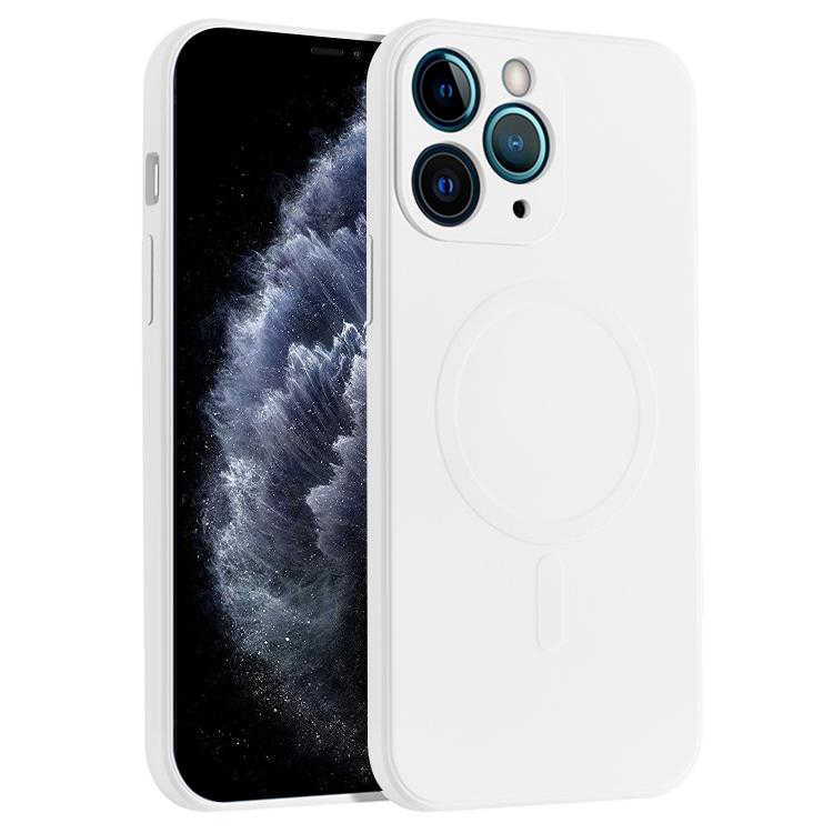 For iPhone 11 Pro Max Liquid Silicone Full Coverage Magsafe Phone Case (White) by buy2fix
