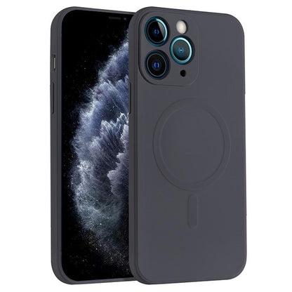 For iPhone 11 Pro Max Liquid Silicone Full Coverage Magsafe Phone Case (Black) by buy2fix