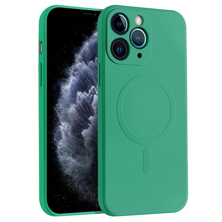 For iPhone 11 Pro Max Liquid Silicone Full Coverage Magsafe Phone Case (Dark Green) by buy2fix