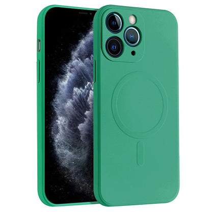For iPhone 11 Pro Max Liquid Silicone Full Coverage Magsafe Phone Case (Dark Green) by buy2fix