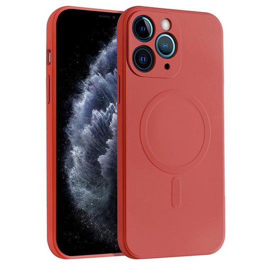 For iPhone 11 Pro Max Liquid Silicone Full Coverage Magsafe Phone Case (Dark Red) by buy2fix