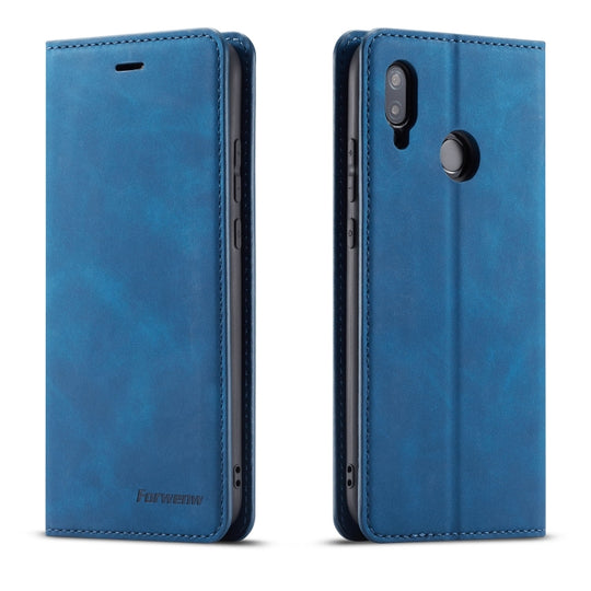 For Huawei P20 Lite Forwenw Dream Series Oil Edge Strong Magnetism Horizontal Flip Leather Case with Holder & Card Slots & Wallet & Photo Frame(Blue)