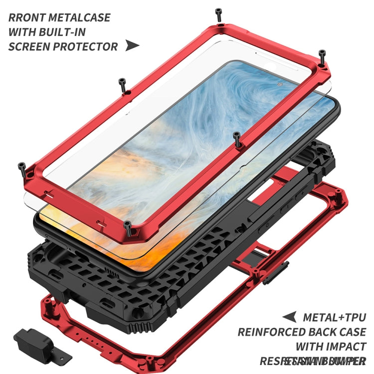 For Samsung Galaxy S21 FE R-JUST Rugged Phone Case with Holder(Red) - Galaxy Phone Cases by R-JUST | Online Shopping UK | buy2fix