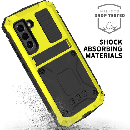 For Samsung Galaxy S21 FE R-JUST Rugged Phone Case with Holder(Yellow) - Galaxy Phone Cases by R-JUST | Online Shopping UK | buy2fix